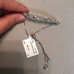 NWT SS Diamond Infinity Bolo Bracelet White Silver